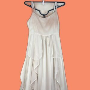 NEW NWT Yindu Cream Flowy Ruffle Prom Homecoming Party Lined Dress Size Small